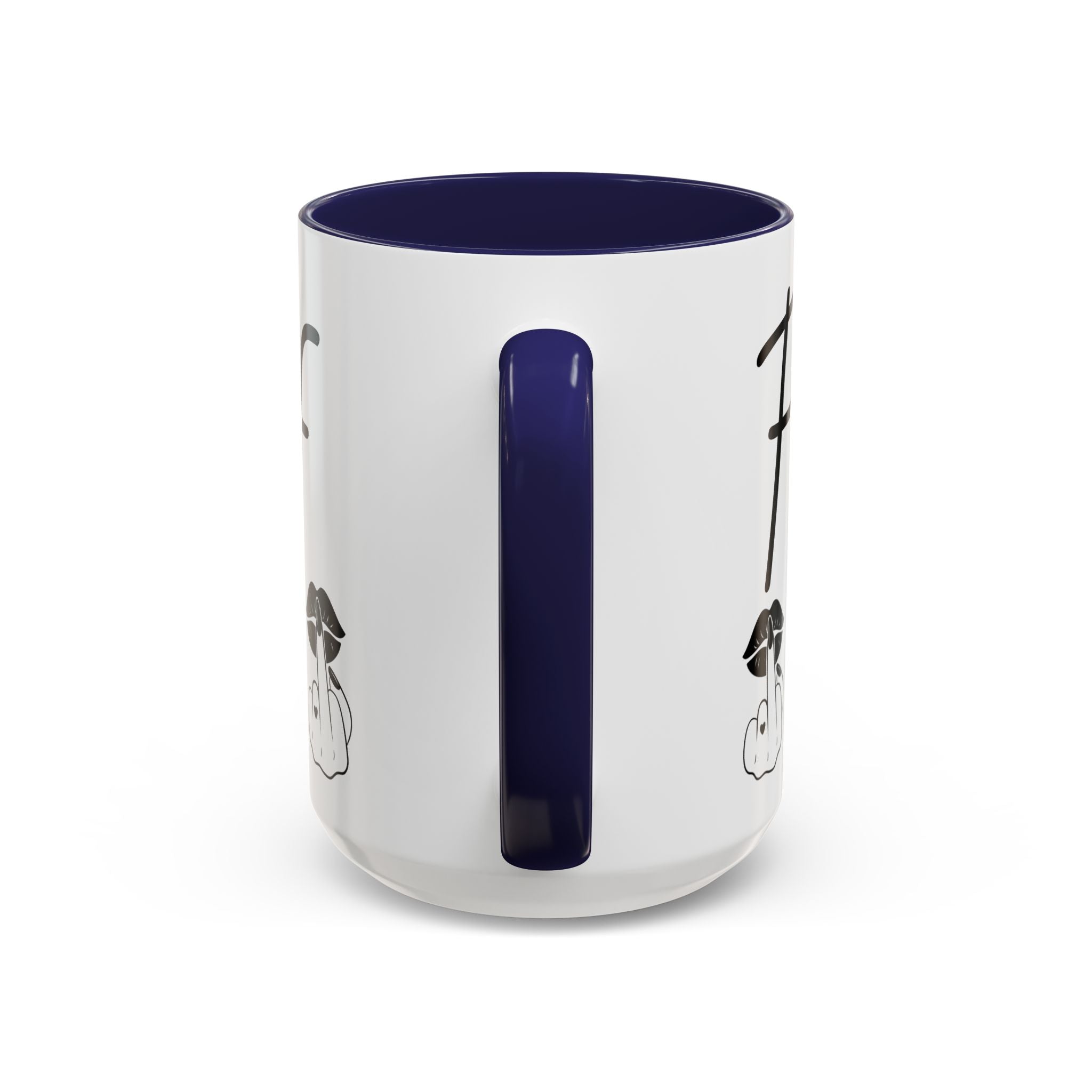 Coffee Mug — "Fook Off" Graphic Accent Mug with Kiss & Middle Finger Design