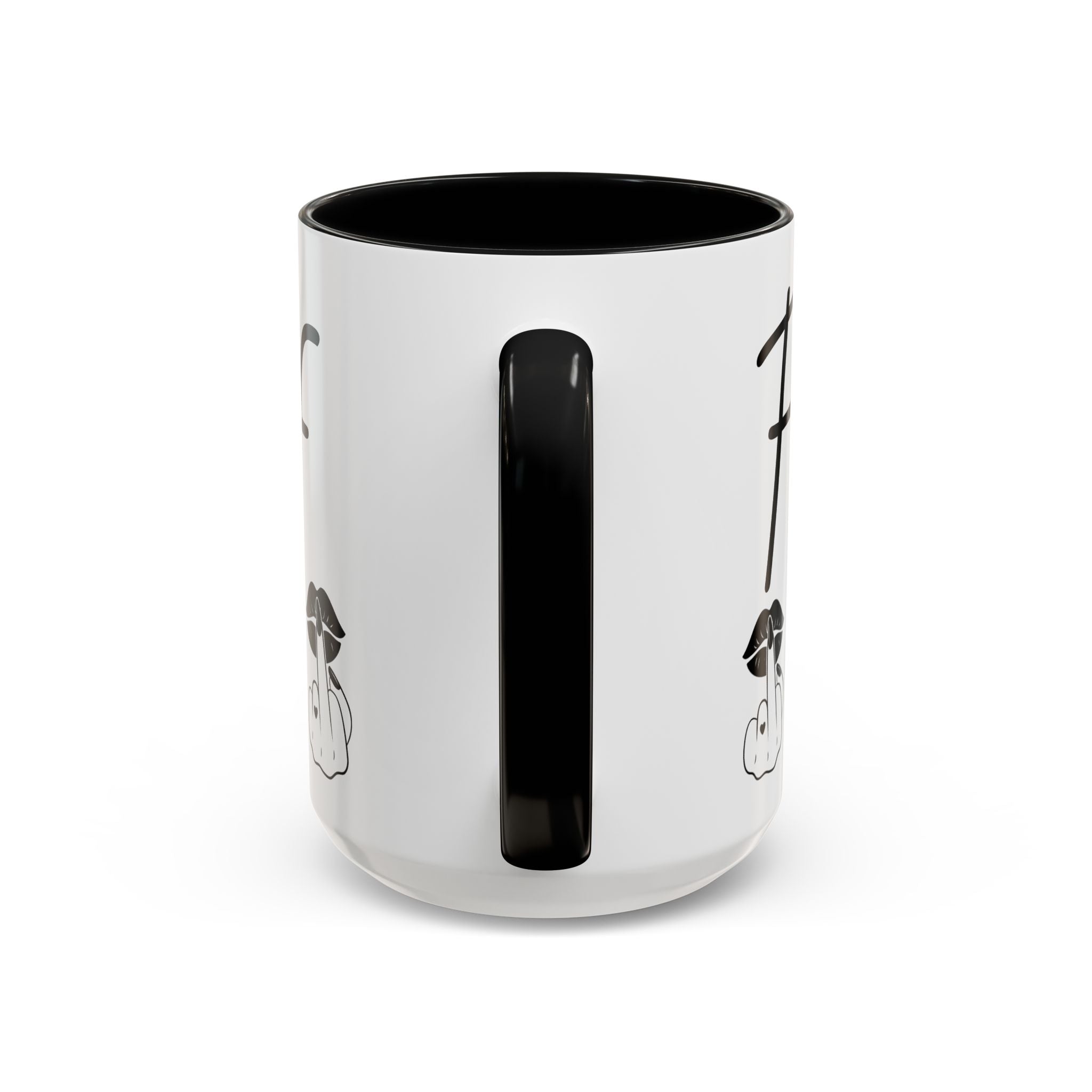 Coffee Mug — "Fook Off" Graphic Accent Mug with Kiss & Middle Finger Design
