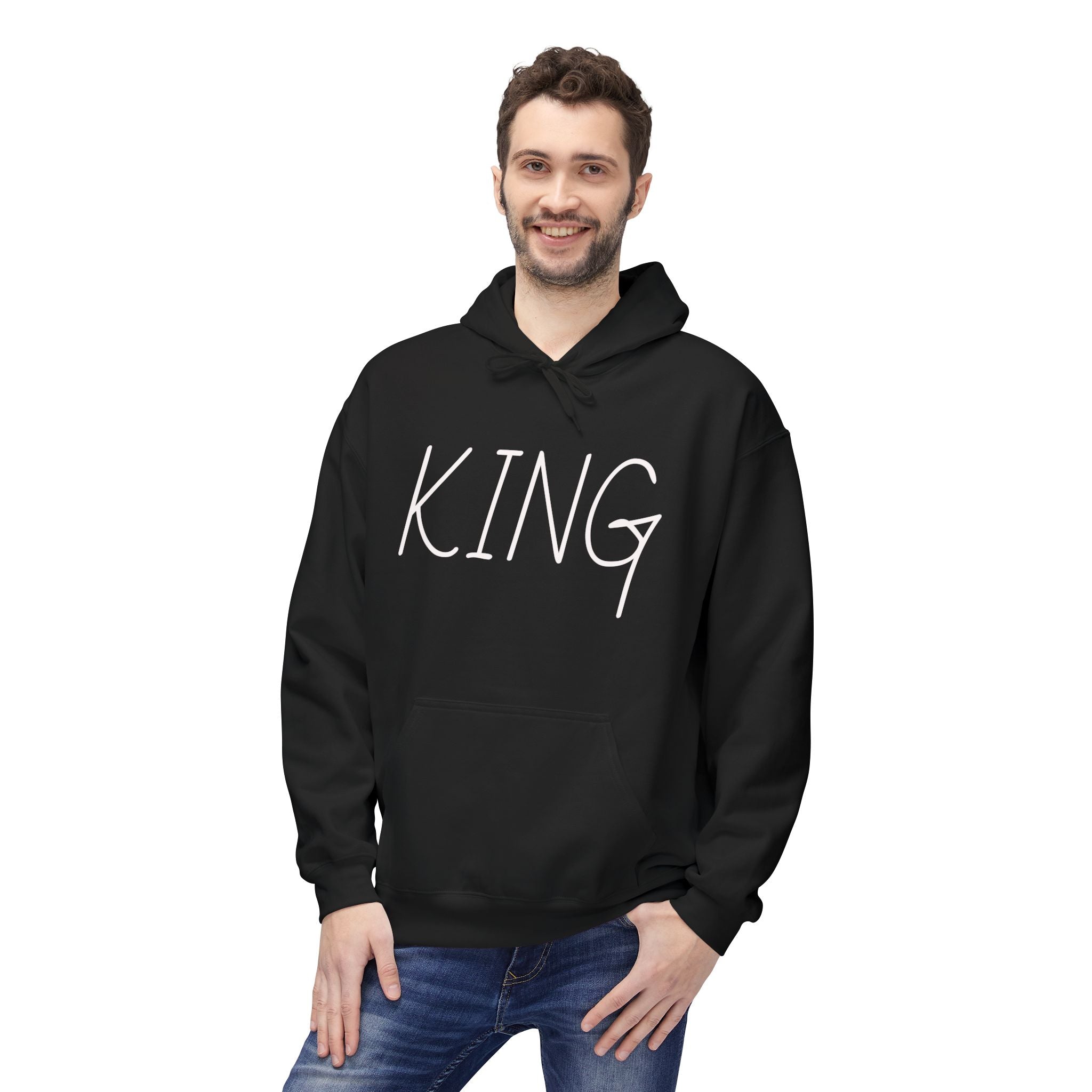 Hoodie — "King Don't Mess With My Queen" Back Print Cozy Fleece Pullover