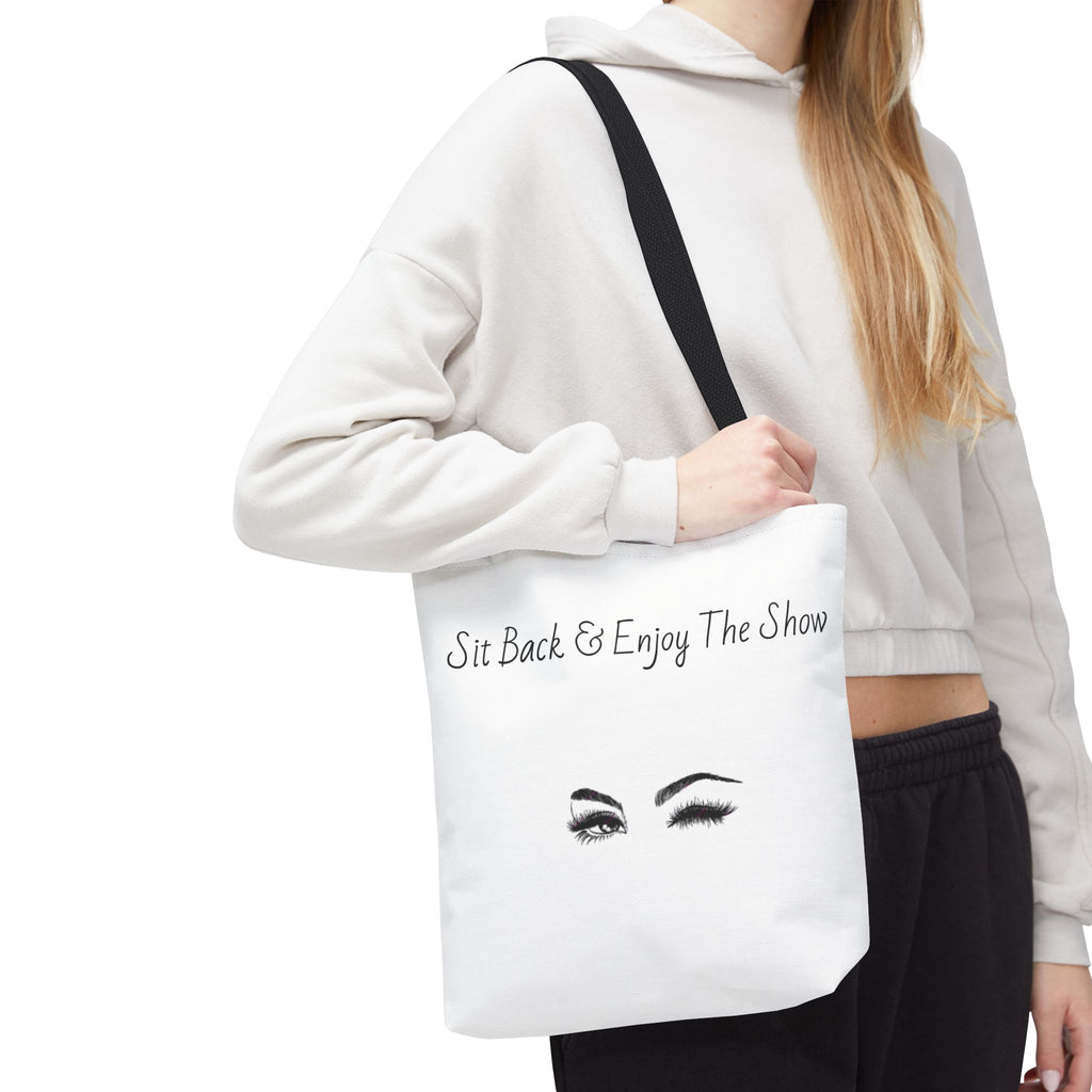 Tote Bag — "Sit Back & Enjoy The Show" Winking Eyes Canvas Tote
