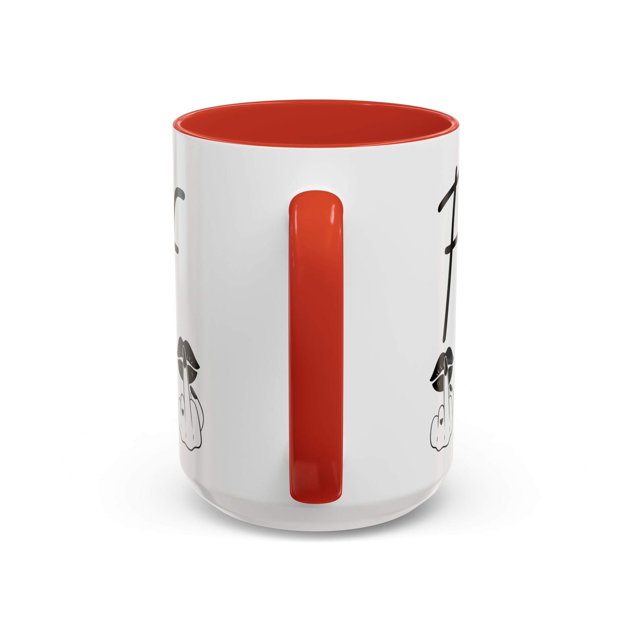 Coffee Mug — "Fook Off" Graphic Accent Mug with Kiss & Middle Finger Design