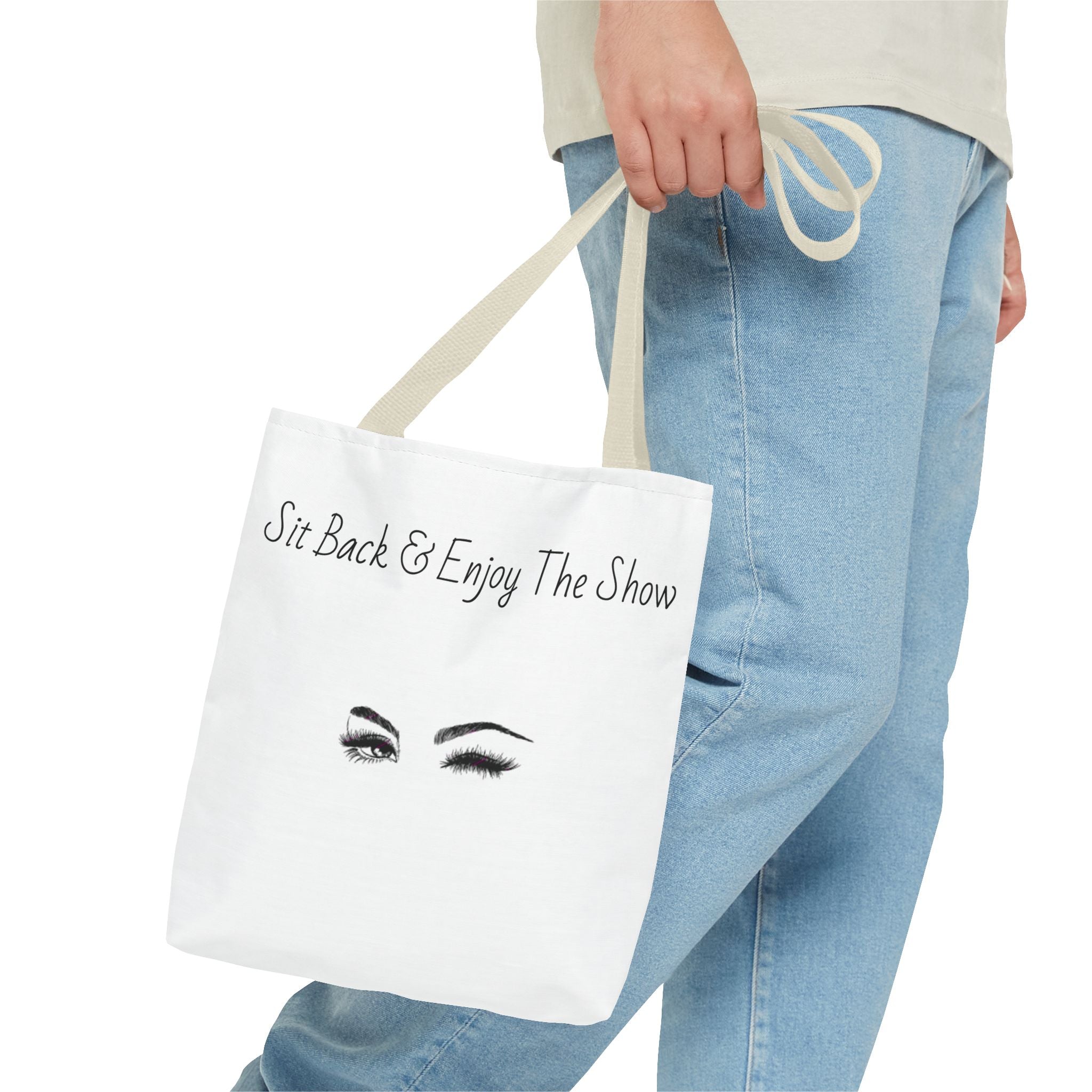 Tote Bag — "Sit Back & Enjoy The Show" Winking Eyes Canvas Tote