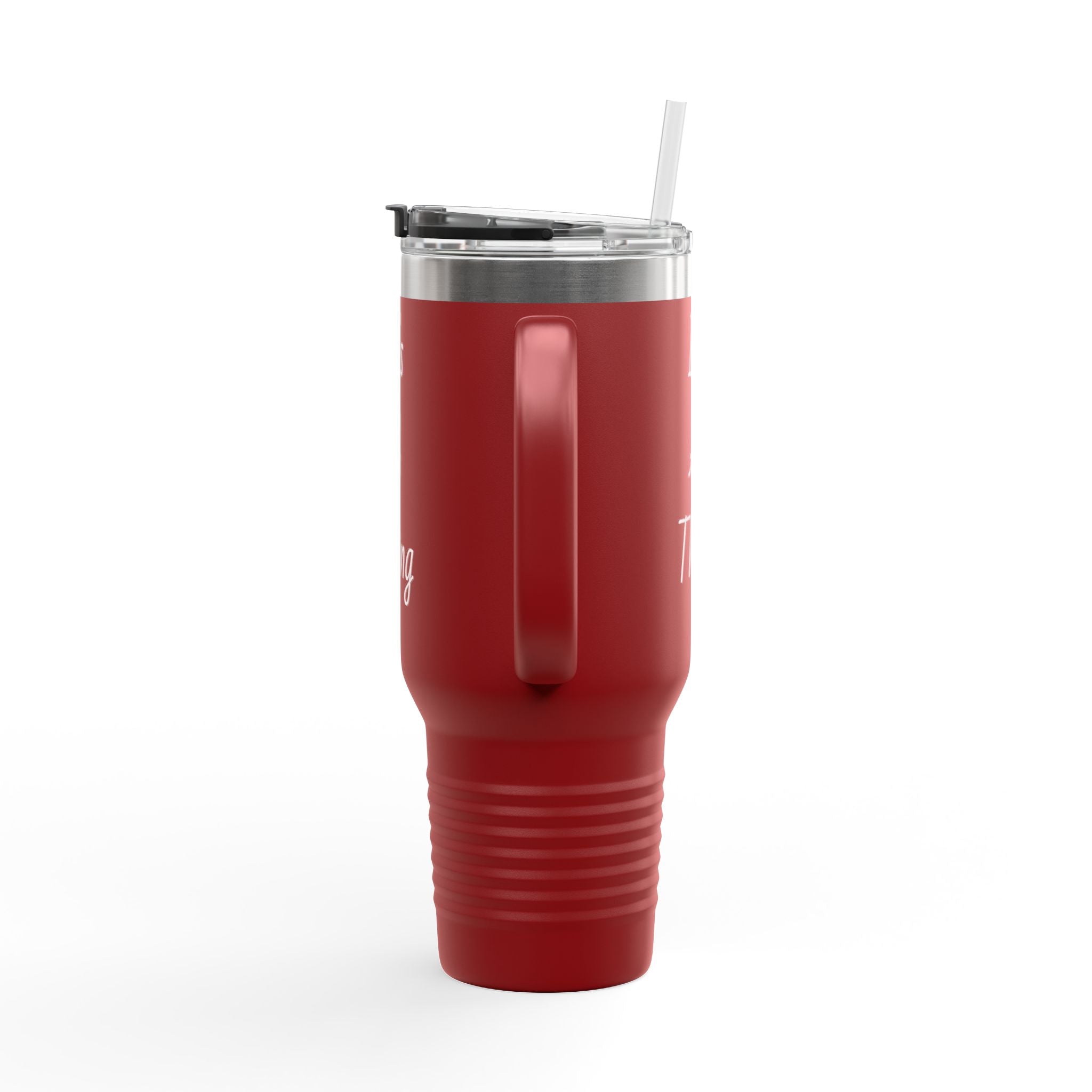 40oz Insulated Travel Mug — Red "It's A Thing" Tumbler with Handle