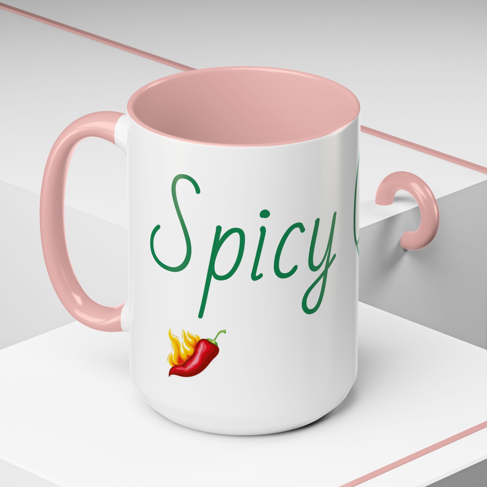Spicy Queen Coffee Mug – 11/15oz Accent Ceramic Cup with Fiery Chili Design