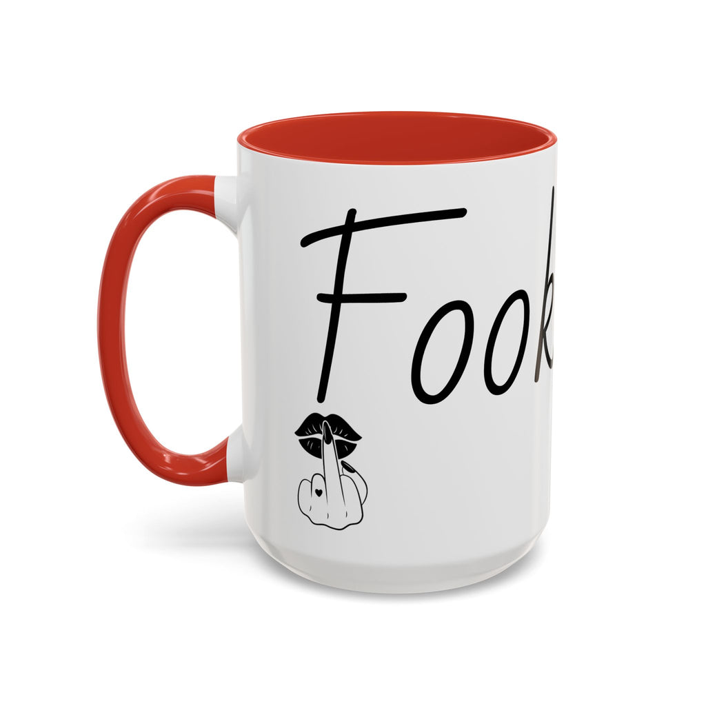 Coffee Mug — "Fook Off" Graphic Accent Mug with Kiss & Middle Finger Design