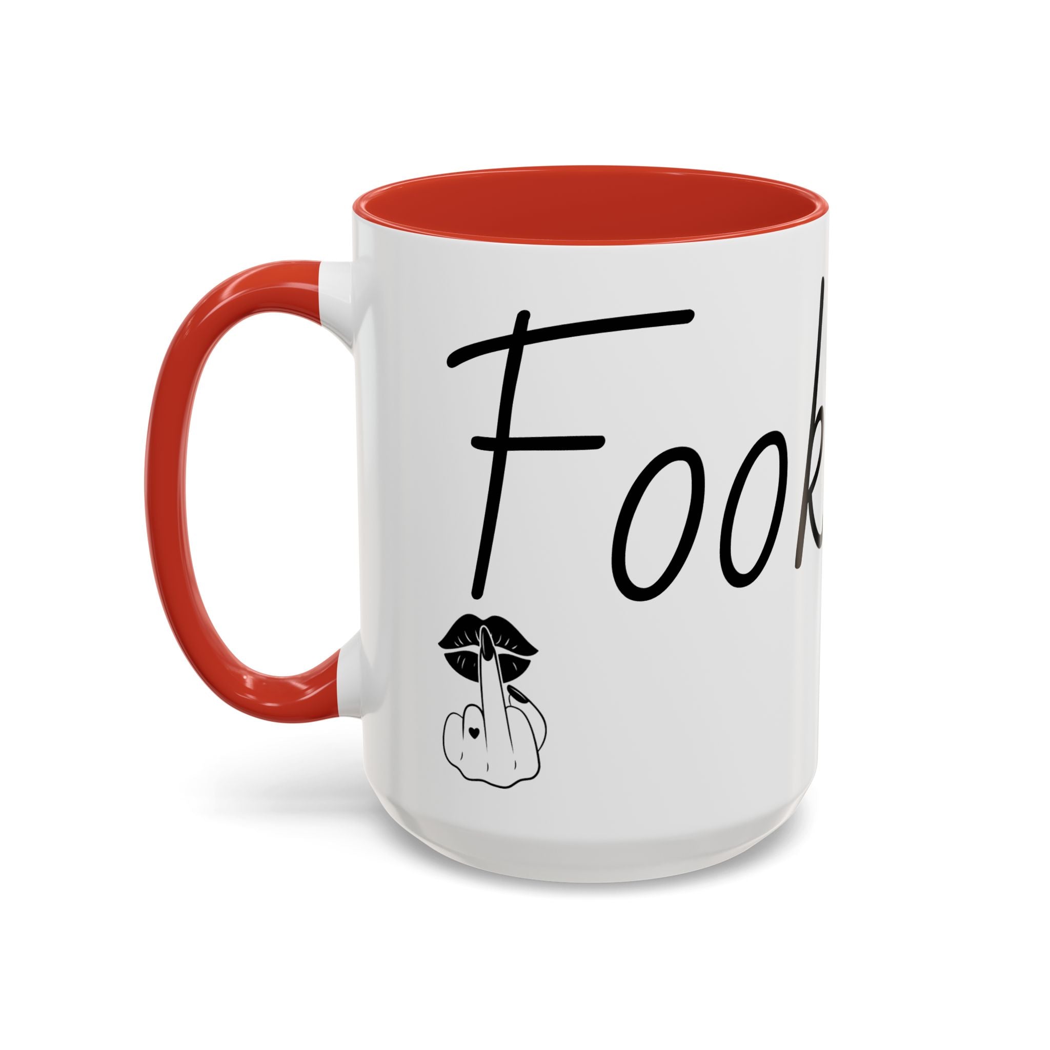 Coffee Mug — "Fook Off" Graphic Accent Mug with Kiss & Middle Finger Design
