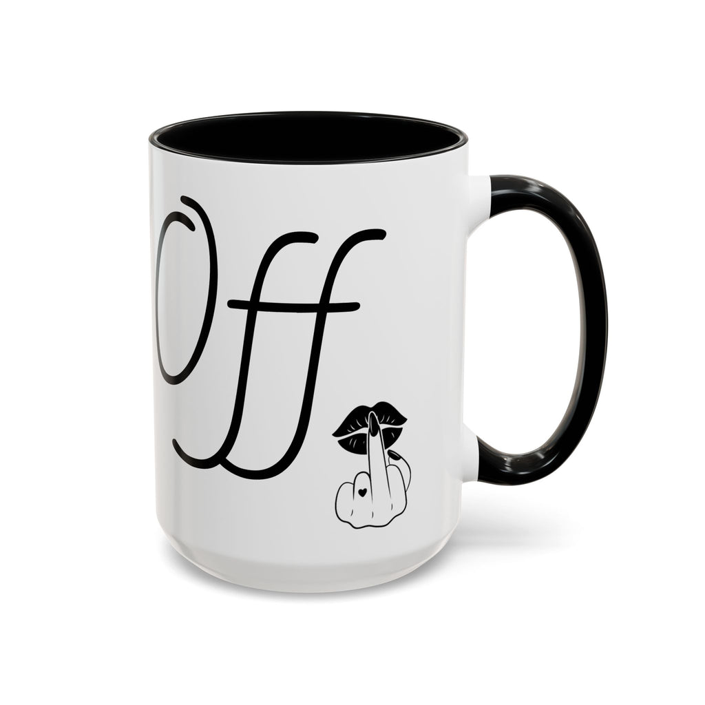 Coffee Mug — "Fook Off" Graphic Accent Mug with Kiss & Middle Finger Design