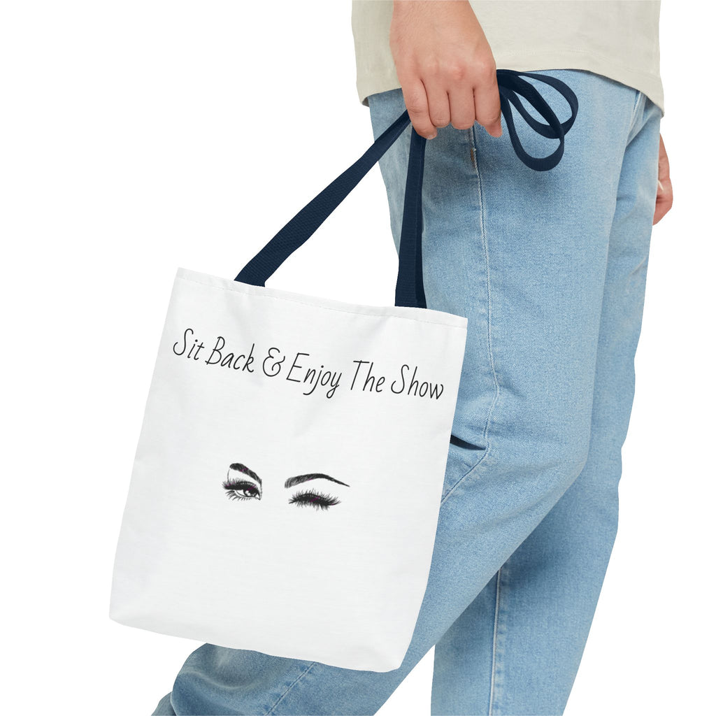 Tote Bag — "Sit Back & Enjoy The Show" Winking Eyes Canvas Tote