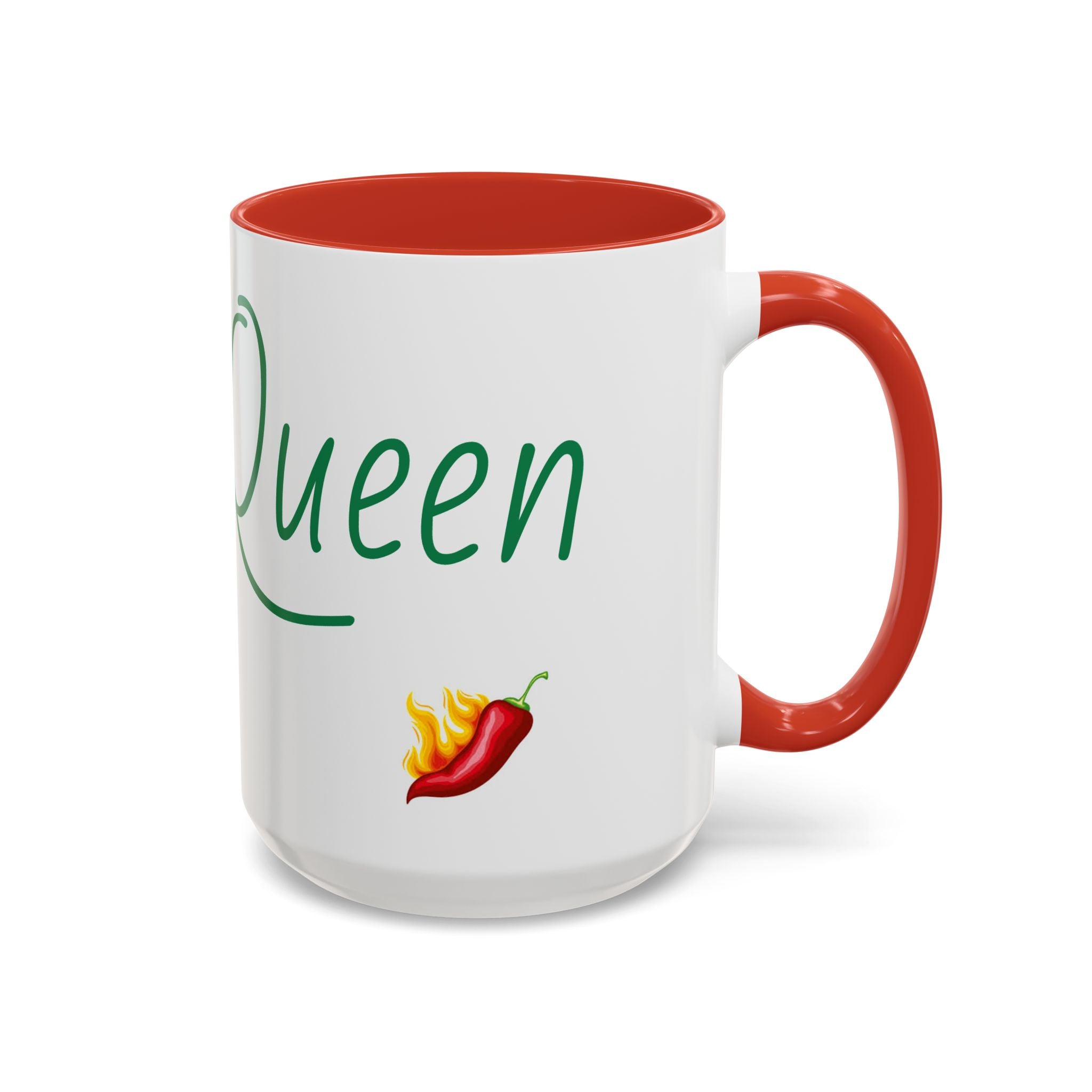 Spicy Queen Coffee Mug – 11/15oz Accent Ceramic Cup with Fiery Chili Design
