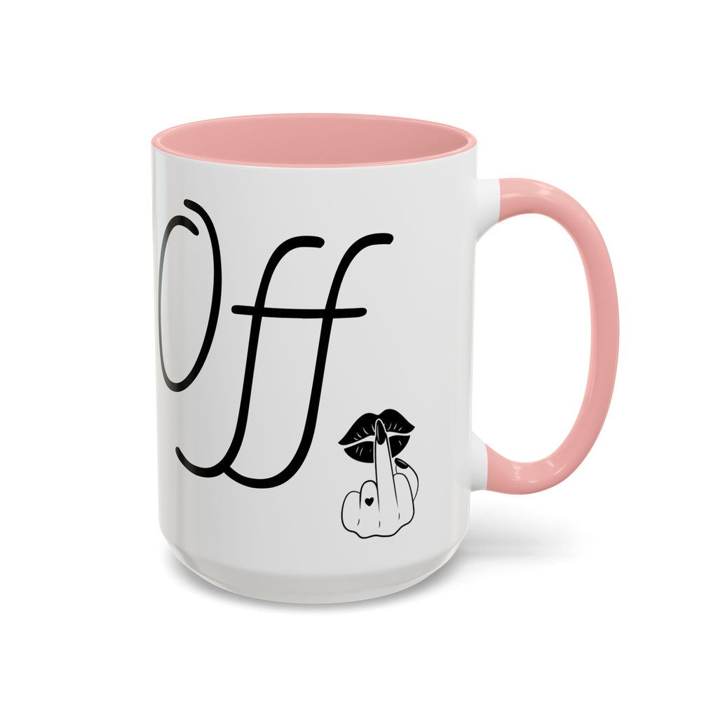 Coffee Mug — "Fook Off" Graphic Accent Mug with Kiss & Middle Finger Design