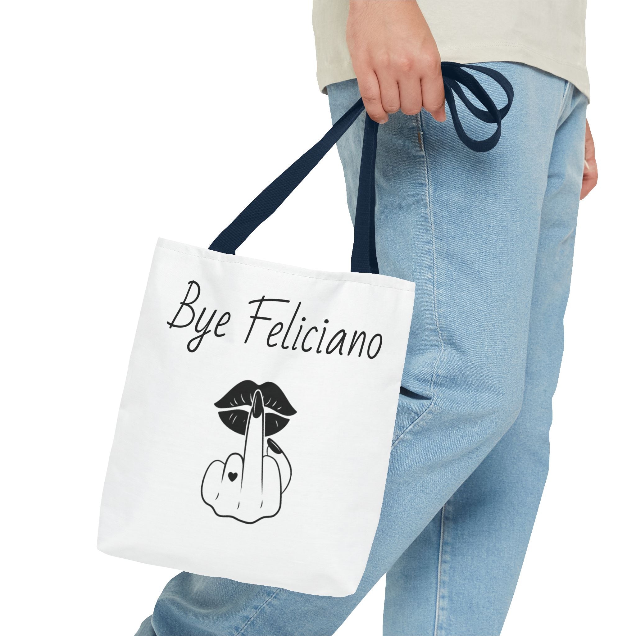 Tote Bag — "Bye Feliciano" Graphic Tote Bag with Sassy Lip & Middle Finger Design