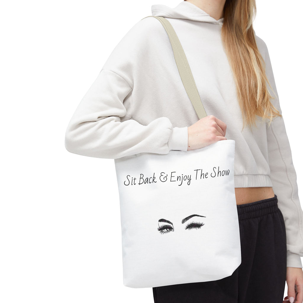 Tote Bag — "Sit Back & Enjoy The Show" Winking Eyes Canvas Tote