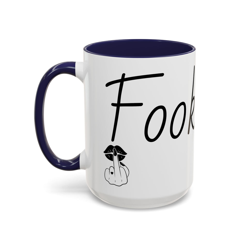 Coffee Mug — "Fook Off" Graphic Accent Mug with Kiss & Middle Finger Design