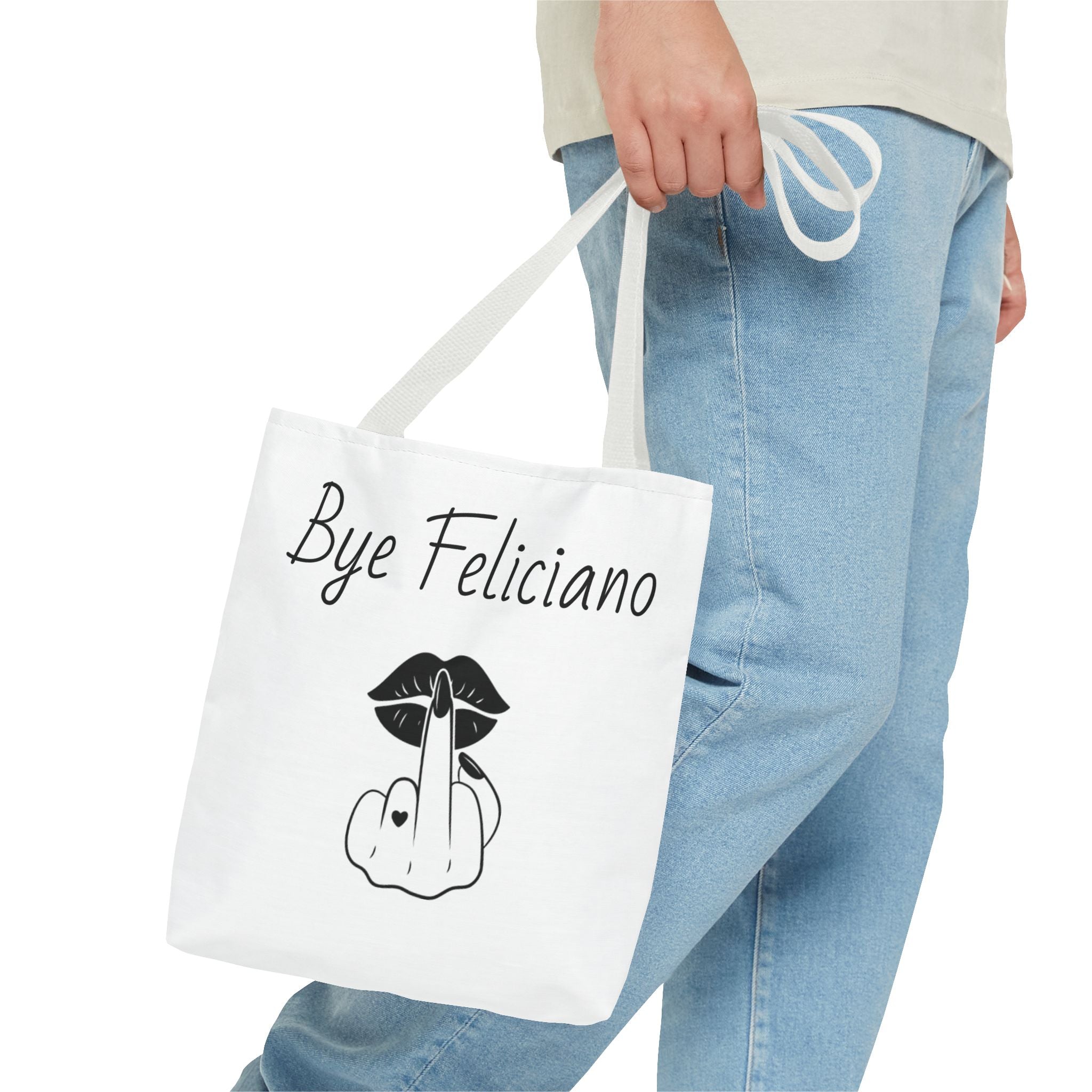 Tote Bag — "Bye Feliciano" Graphic Tote Bag with Sassy Lip & Middle Finger Design