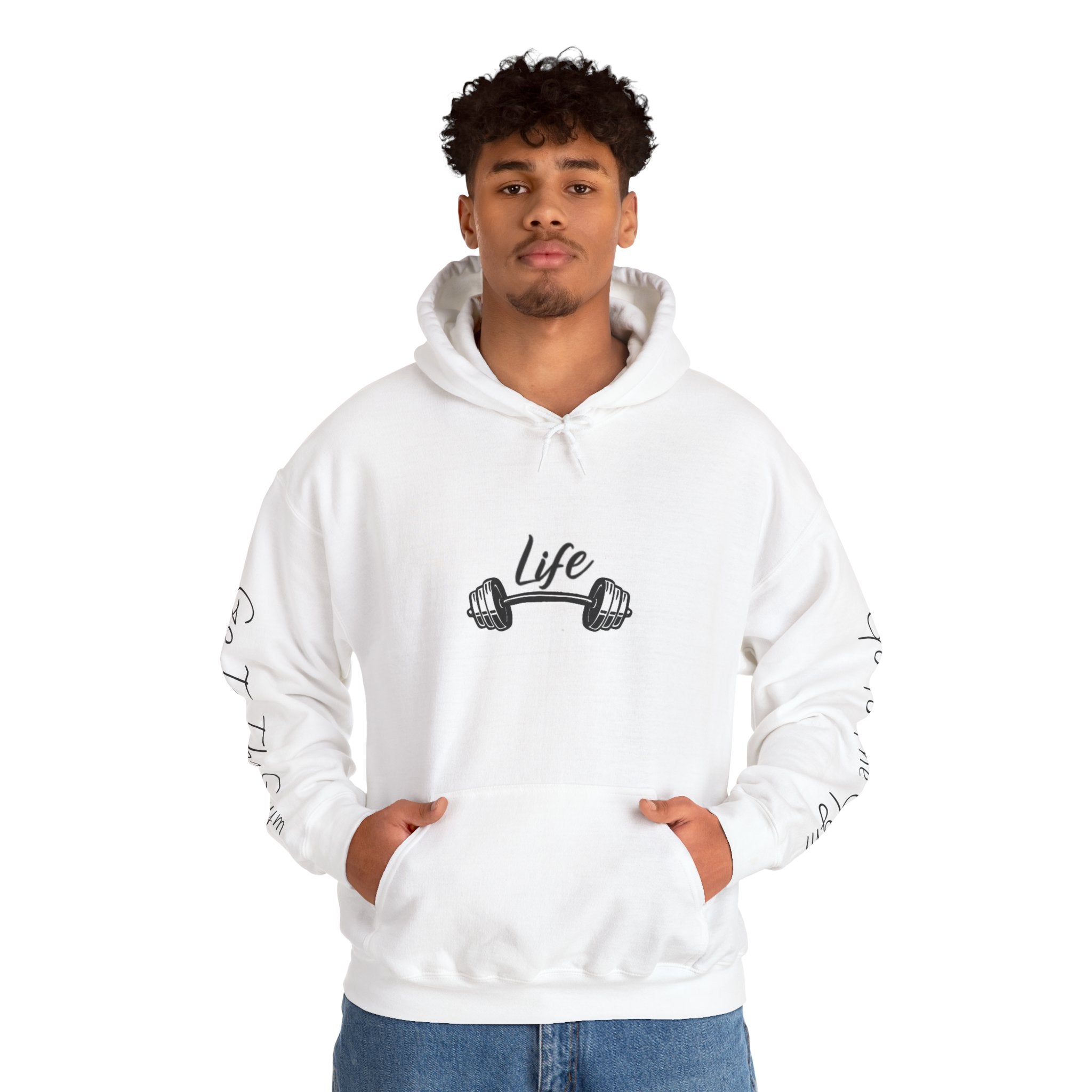 Gym Life Hoodie — “Life” Barbell Fitness Pullover