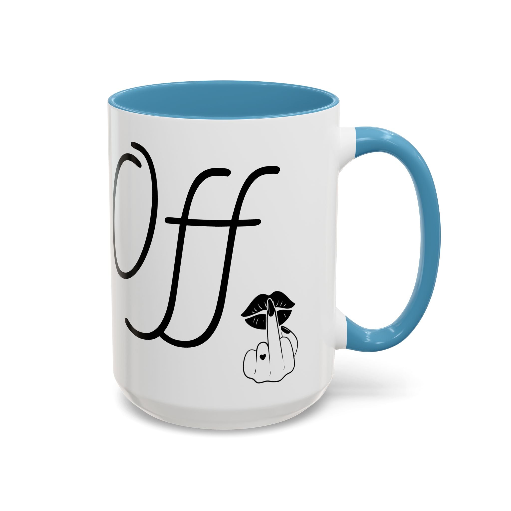 Coffee Mug — "Fook Off" Graphic Accent Mug with Kiss & Middle Finger Design
