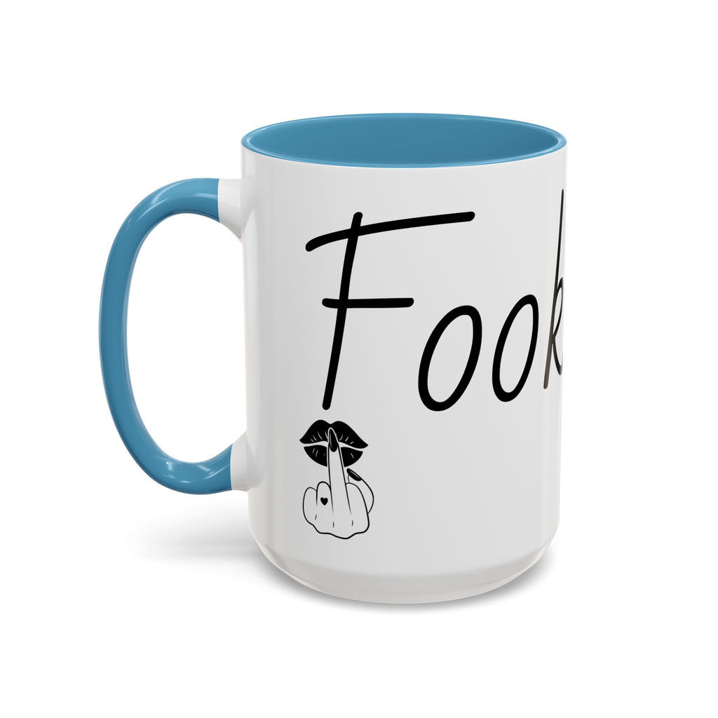 Coffee Mug — "Fook Off" Graphic Accent Mug with Kiss & Middle Finger Design