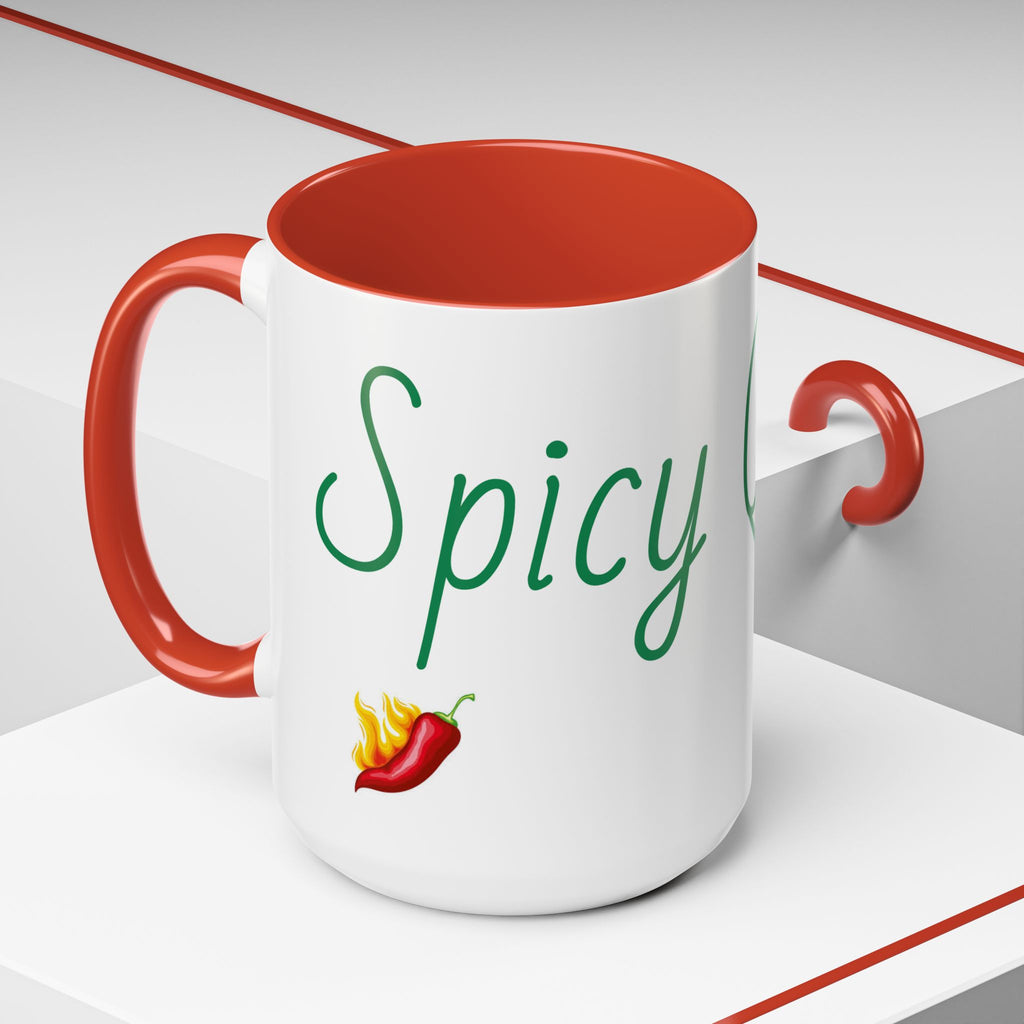 Spicy Queen Coffee Mug – 11/15oz Accent Ceramic Cup with Fiery Chili Design