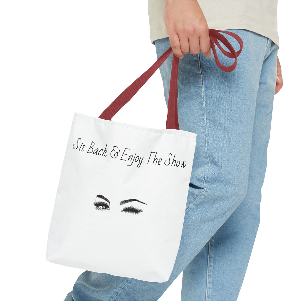 Tote Bag — "Sit Back & Enjoy The Show" Winking Eyes Canvas Tote