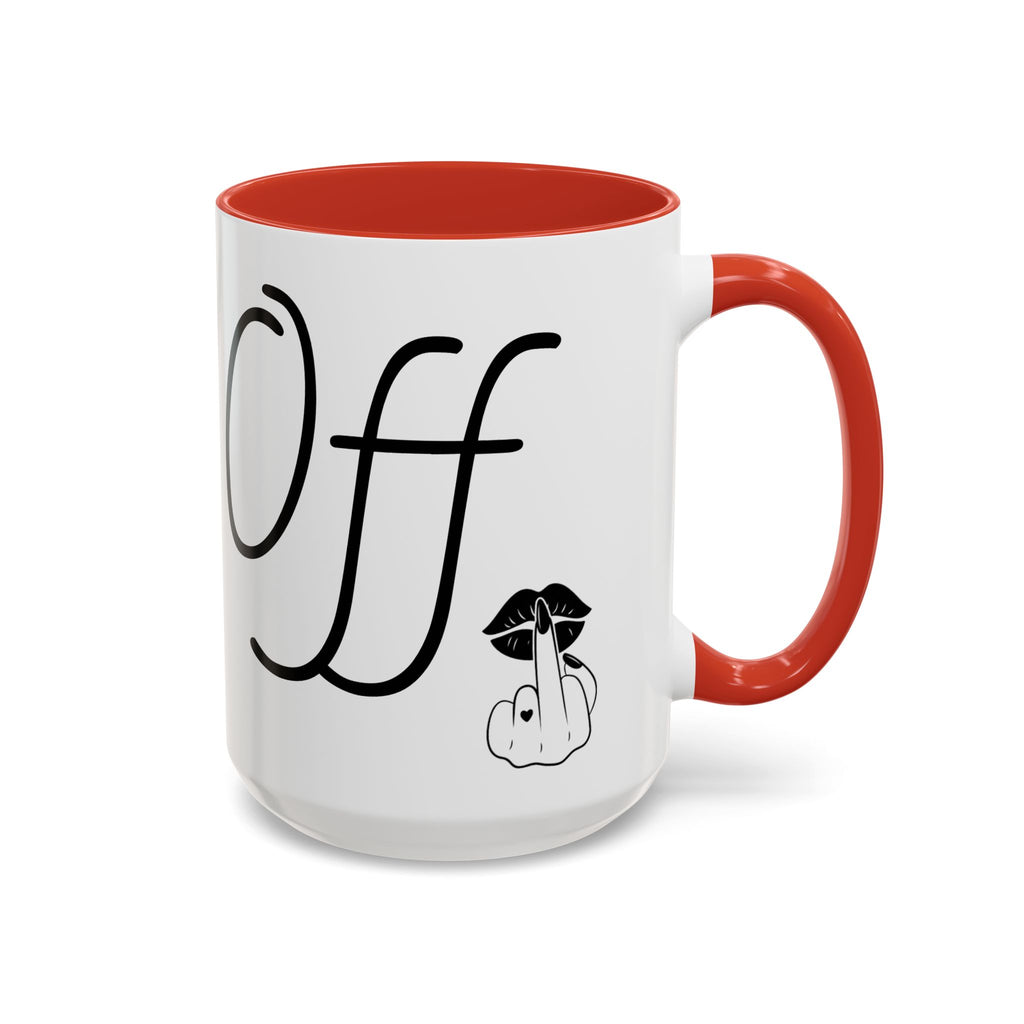 Coffee Mug — "Fook Off" Graphic Accent Mug with Kiss & Middle Finger Design