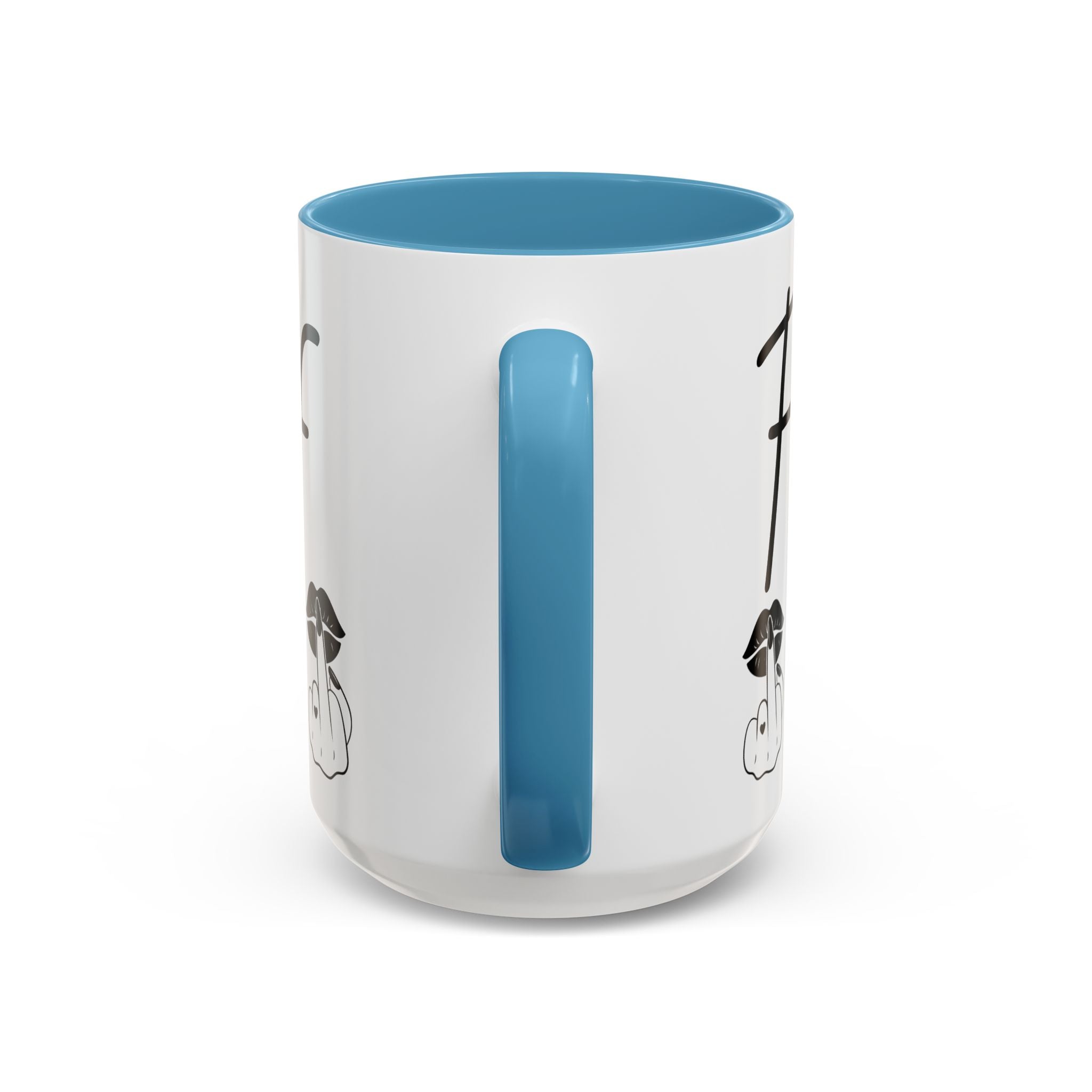 Coffee Mug — "Fook Off" Graphic Accent Mug with Kiss & Middle Finger Design