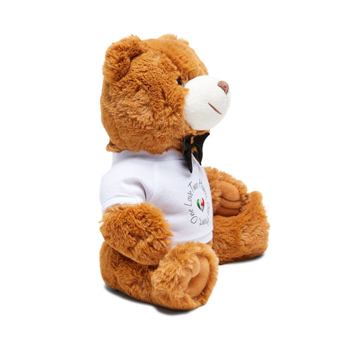 Brown Plush Teddy Bear with Bow Tie & Custom T-Shirt — Cute Gift for Kids, Valentine’s Day & Anniversaries