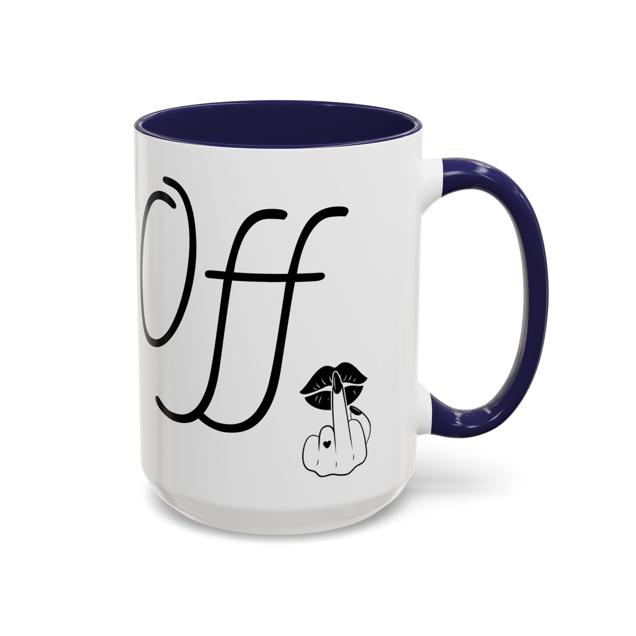 Coffee Mug — "Fook Off" Graphic Accent Mug with Kiss & Middle Finger Design