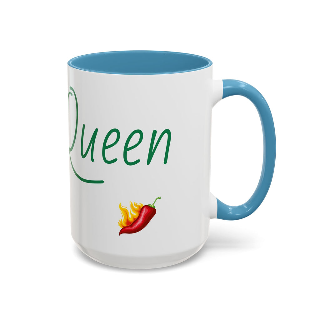 Spicy Queen Coffee Mug – 11/15oz Accent Ceramic Cup with Fiery Chili Design