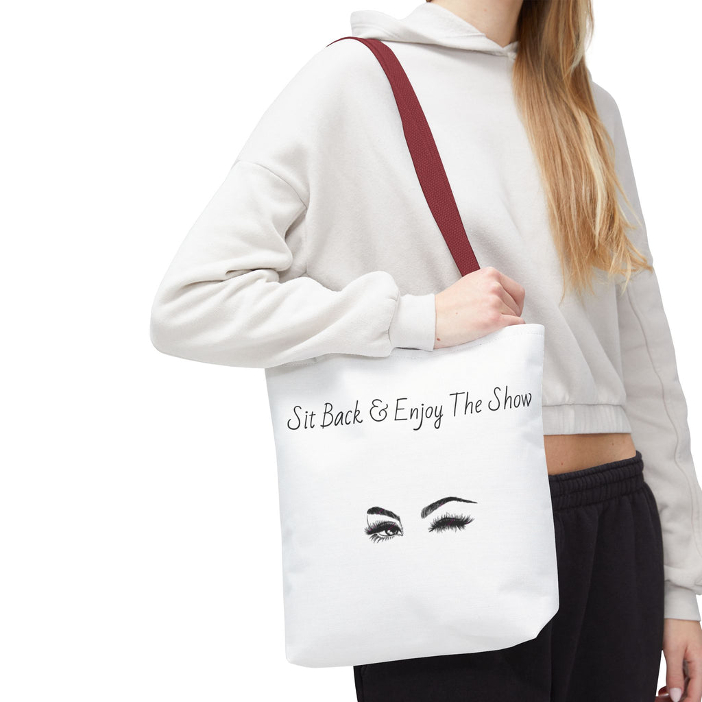 Tote Bag — "Sit Back & Enjoy The Show" Winking Eyes Canvas Tote