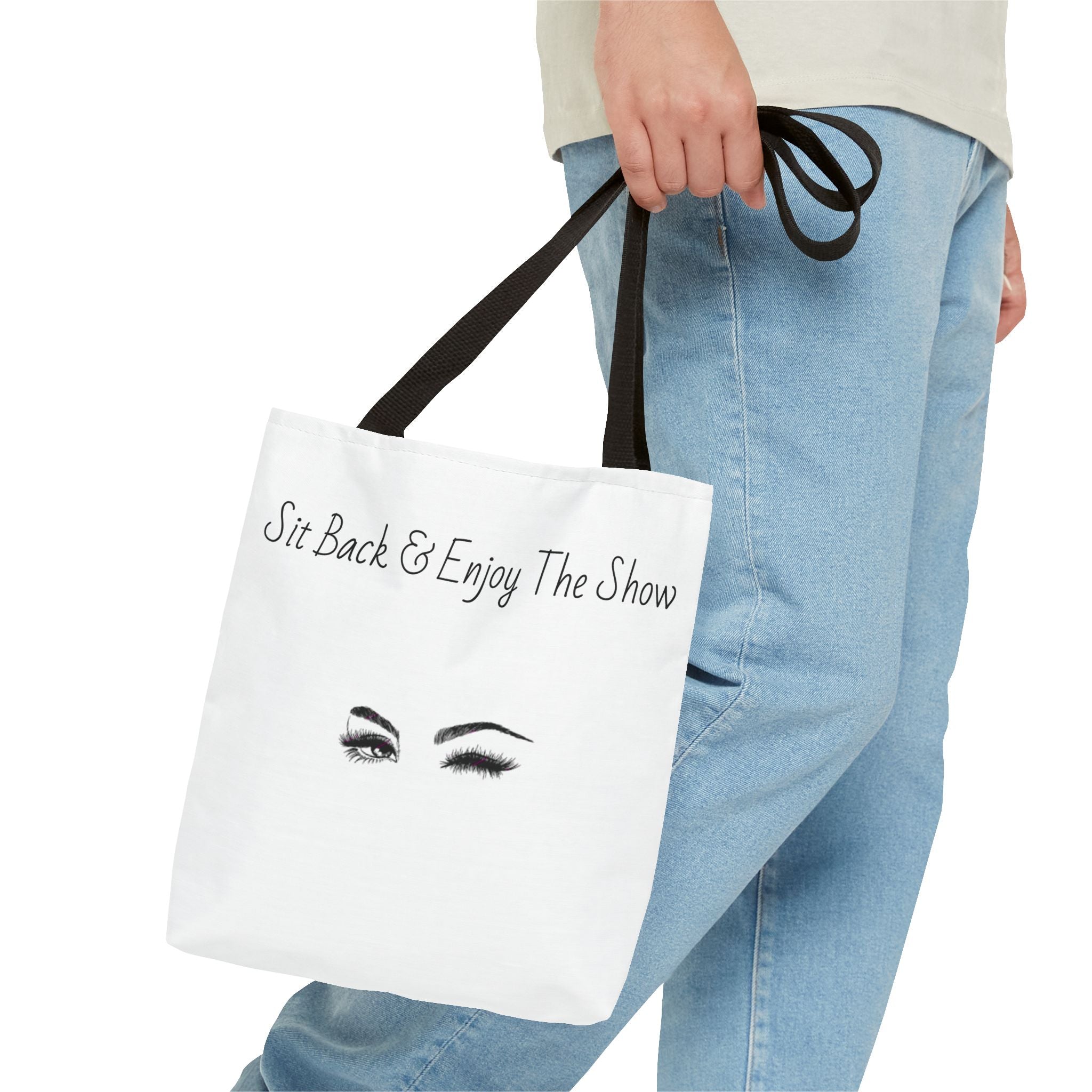 Tote Bag — "Sit Back & Enjoy The Show" Winking Eyes Canvas Tote