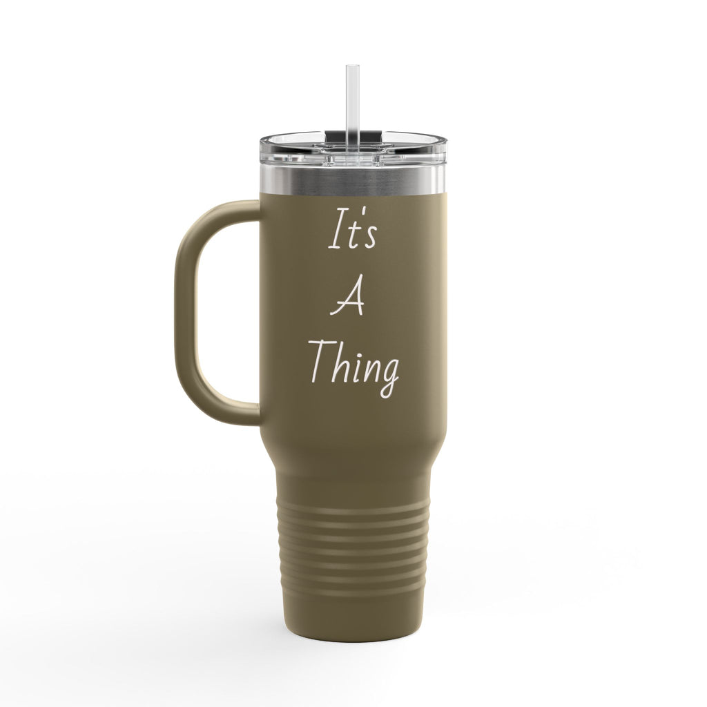 40oz Insulated Travel Mug — Red "It's A Thing" Tumbler with Handle