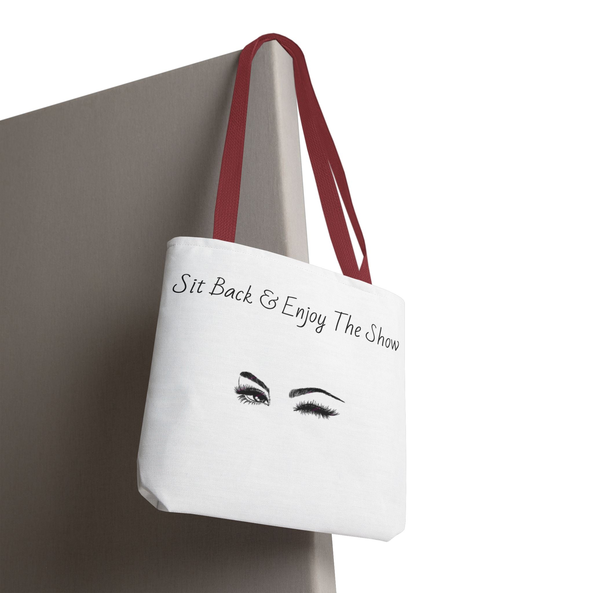 Tote Bag — "Sit Back & Enjoy The Show" Winking Eyes Canvas Tote