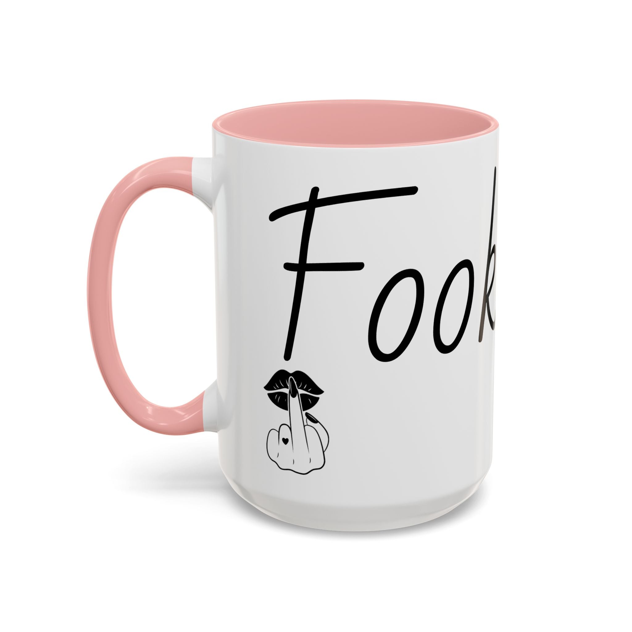 Coffee Mug — "Fook Off" Graphic Accent Mug with Kiss & Middle Finger Design