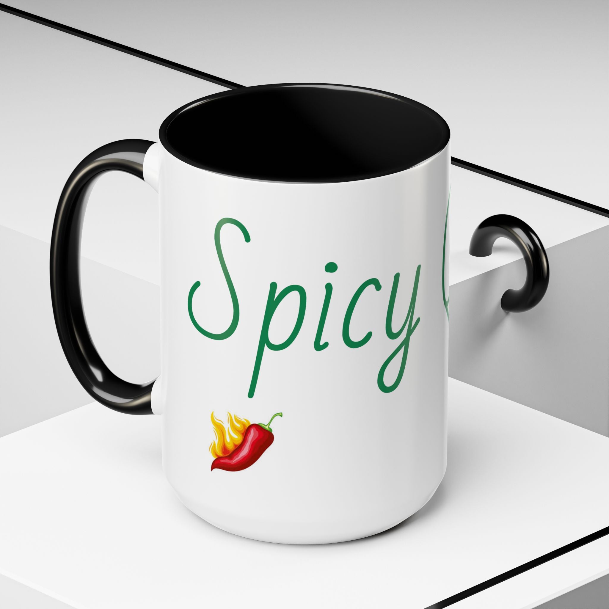 Spicy Queen Coffee Mug – 11/15oz Accent Ceramic Cup with Fiery Chili Design