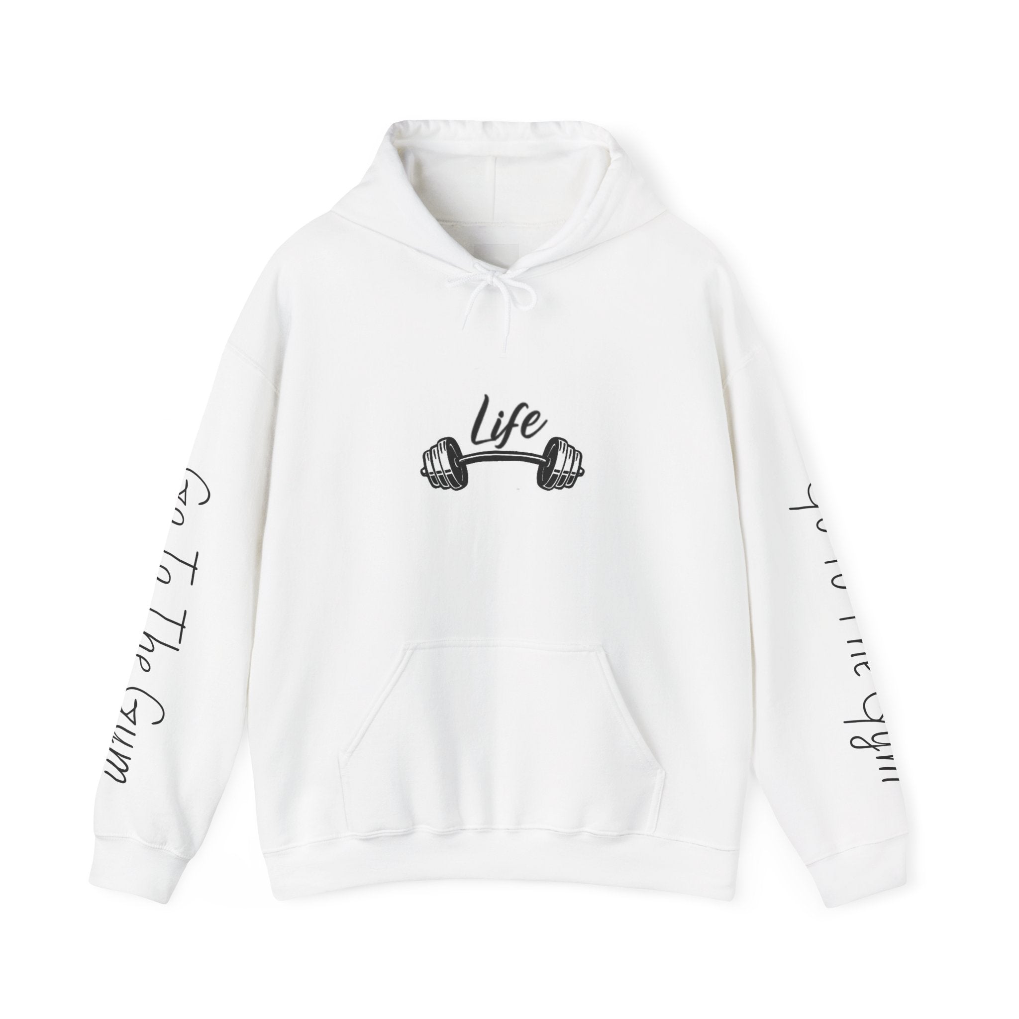 Gym Life Hoodie — “Life” Barbell Fitness Pullover