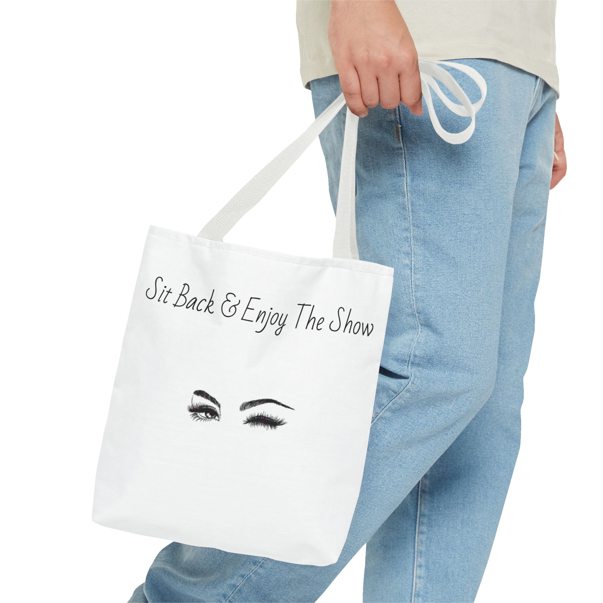 Tote Bag — "Sit Back & Enjoy The Show" Winking Eyes Canvas Tote